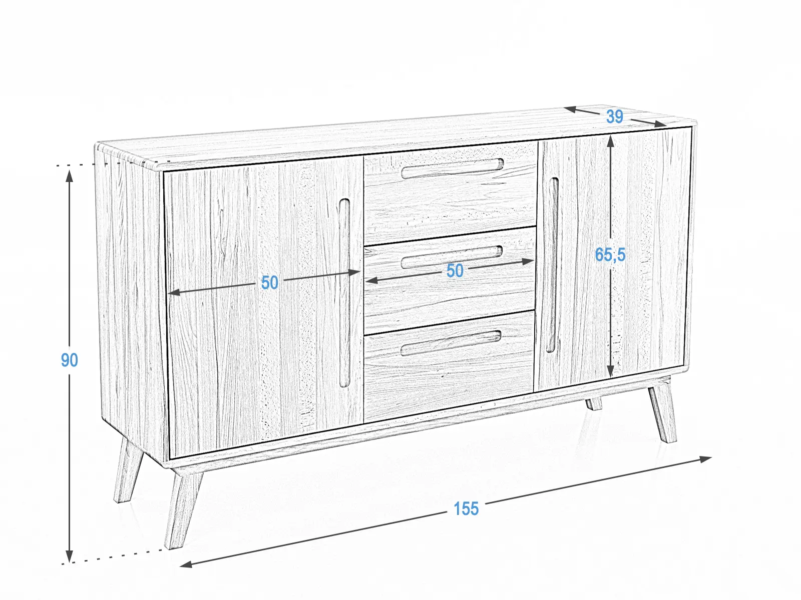 Komoda drewniana bukowa Beskid 155 cm Meble Magnat